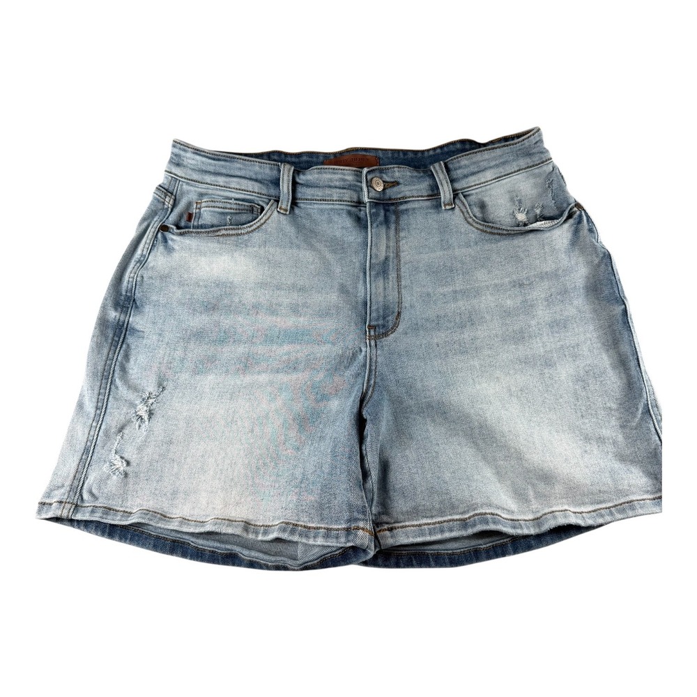Judy Blue Distressed Denim Shorts Light Wash High Rise JB15295MD Size 1XL